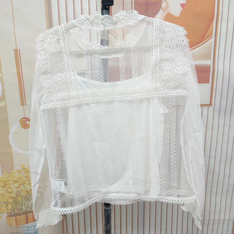 Spring and Autumn New Style Lace-Trimmed Design Bow-Knot Shirt