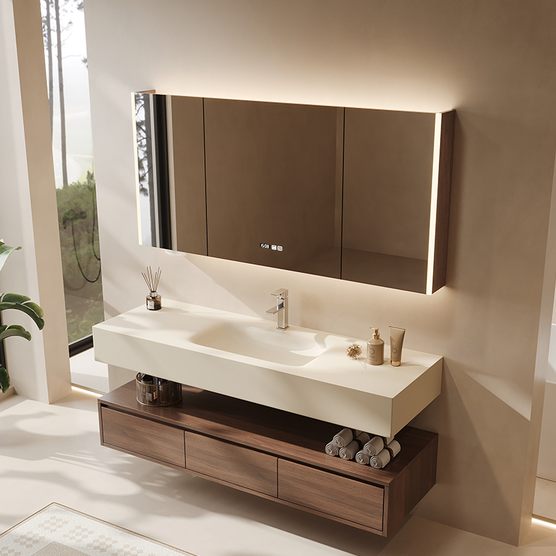 Anzhu Bathroom Antique Style Slate Hot-Bent Integrated Basin Washbasin Combination Bathroom Bathroom Cabinet Hand Wash Basin