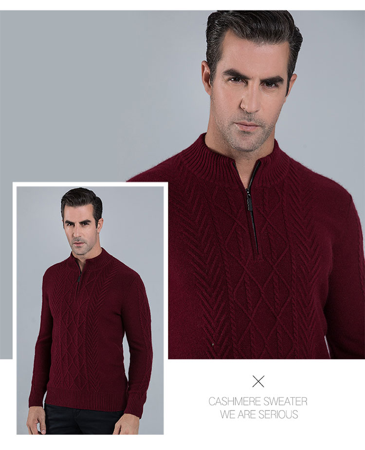 Áo len cashmere nam trung niên Makino Yangge 2018 mới mùa đông dày ấm áp nguyên bản áo len nam cao nửa cổ - Áo len Cashmere áo khoác sơ mi nam