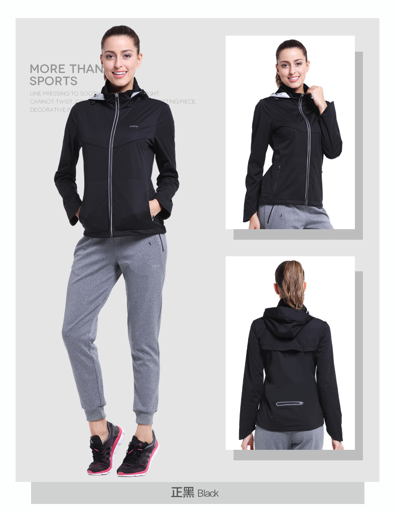 Zoano / Zona Áo khoác thể thao mới cho nữ Áo khoác thể thao dài trùm đầu áo gió thể thao ấm áp Slim áo khoác gió nữ form rộng