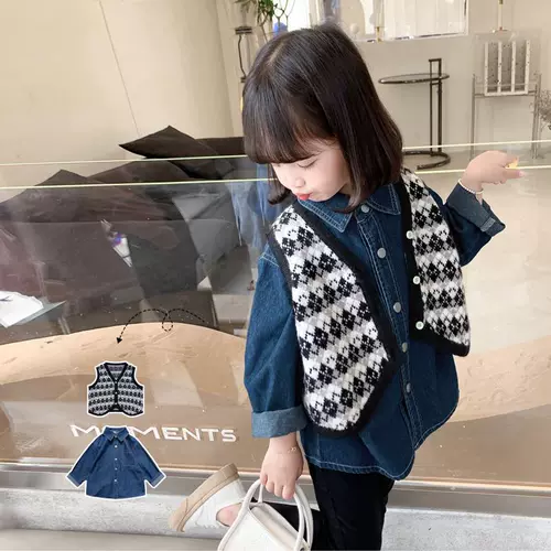 Осенний детский комплект, весенний жилет, рубашка, в западном стиле, популярно в интернете