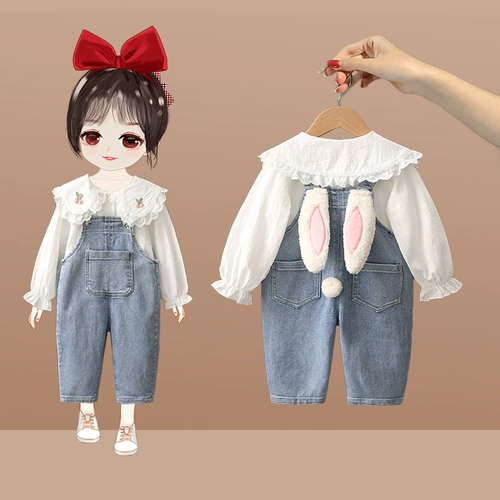 Весенний комплект, весенняя детская рубашка для девочек, демисезонный комбинезон, штаны, популярно в интернете