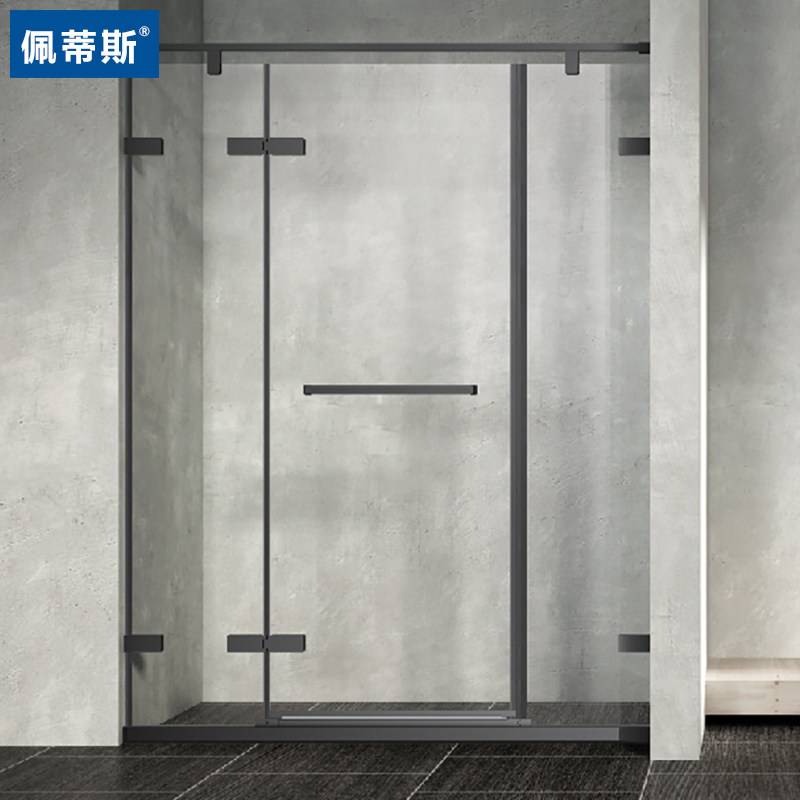 Petis opens door shower room with stainless steel glass partition black L - shaped diamond bathroom customized