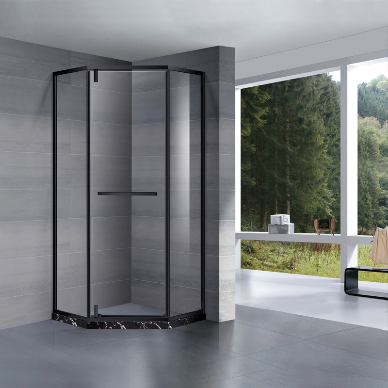 Pettis diamond-shaped shower room black matte extremely narrow frame overall shower room glass partition customization