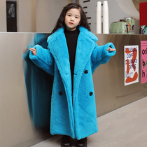 Male and female babies with the same paragraph 100% imported wool children lamb fur straw coat teddy coat two face wearing winter clothing
