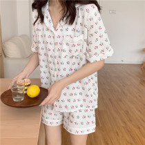 2021 Summer Summer Little Windshirt Sweet Lovely Comfortable Cotton Short Sleeves Wear Pure Cotton Household Clothes Two Pieces