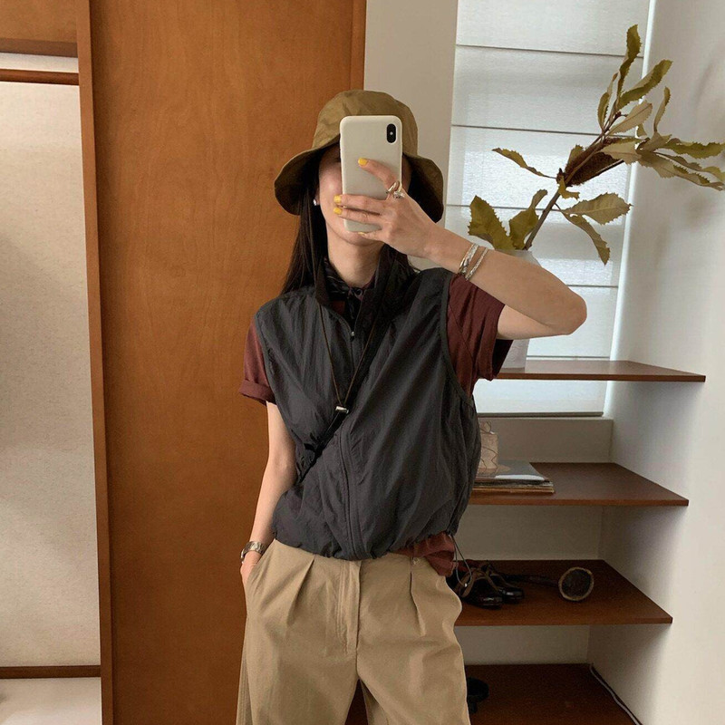 Byjunjun Junjun Women's Vest Thin Stand Collar Sleeveless Outdoor Versatile Thin Vest Top Hanfu
