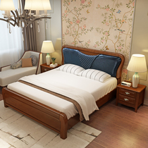 Real wood Master Bedroom 1 5m1 8 meters bed modern minimalist bed solid wood soft leather back double nuptial bed