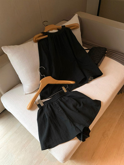 白色亚麻套装女2025夏季新款小个子韩系两件套无袖上衣短裤度假风