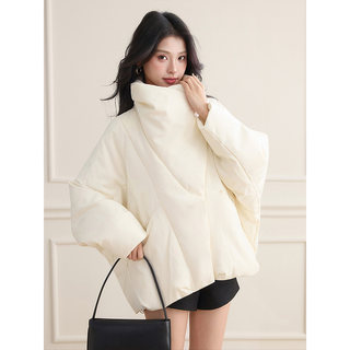 白色大翻领短款羽绒服女2025冬新款韩系加厚保暖小个子面包服外套