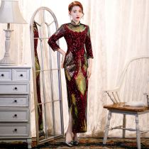 High - end flagrobe bright show long elegant velvet show suit winter - style new skinny flaggown in 2021