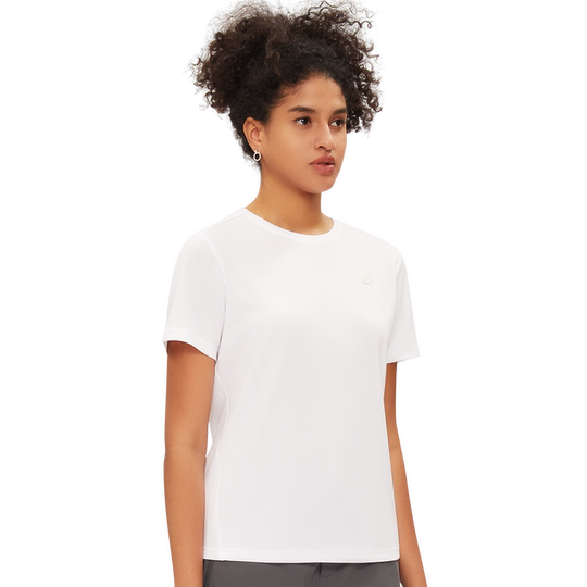 探拓户外圆领纯色速干T恤女春夏运动吸湿排汗透气弹力男快干短袖