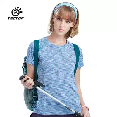 Exploratory outdoor T-shirt couples men and women Summer thin sports breathable sweat absorption leisure slim short sleeve quick-drying T-shirt
