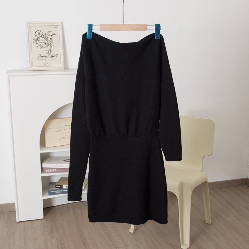 Small Quantity~ Uk Order Asos* Light and Mature Elegant Style Off-Shoulder Knitted Dress for Women, Sexy and Stylish Long Dress for Export