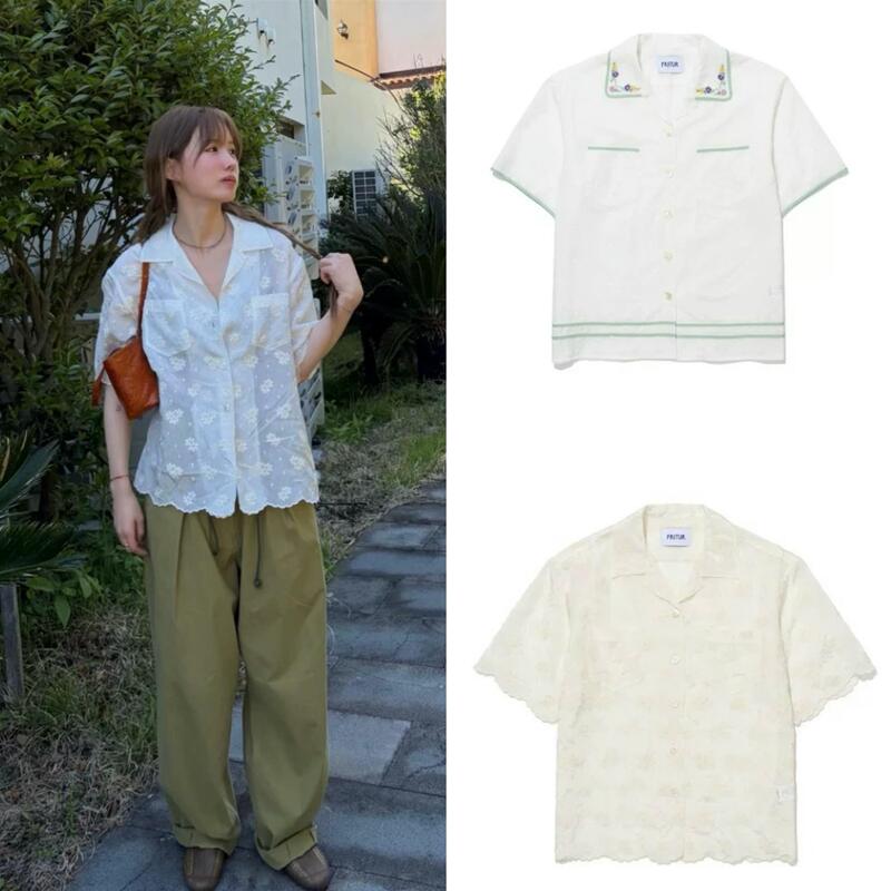 In-Stock Discount Korean Fritur New Summer Lace Daisy Embroidery Collar/Lightweight Floral Lace Shirt In-Stock Discount Korean Fritur New Summer Lace Daisy Embroidery Collar/Lightweight Floral Lace Shirt