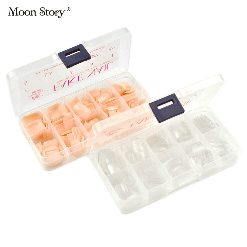 Moonstory/萌黛儿美甲工具假指甲片套装 高弹免修剪 透明肉色12款