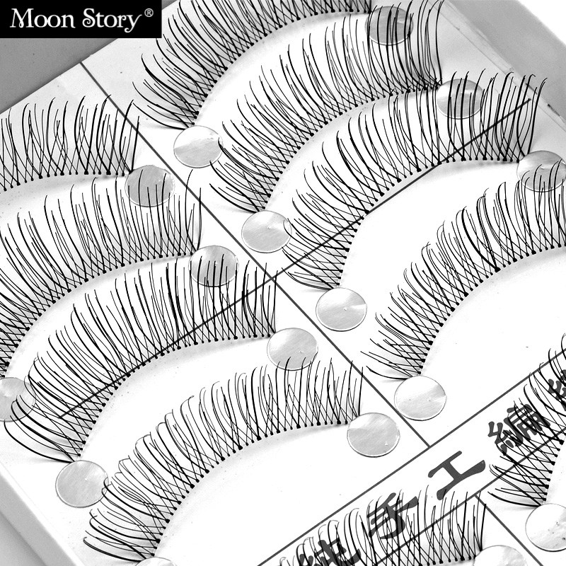 Moonstory/萌黛儿#1006纯手工10付装假睫毛 透明梗隐形 然裸妆