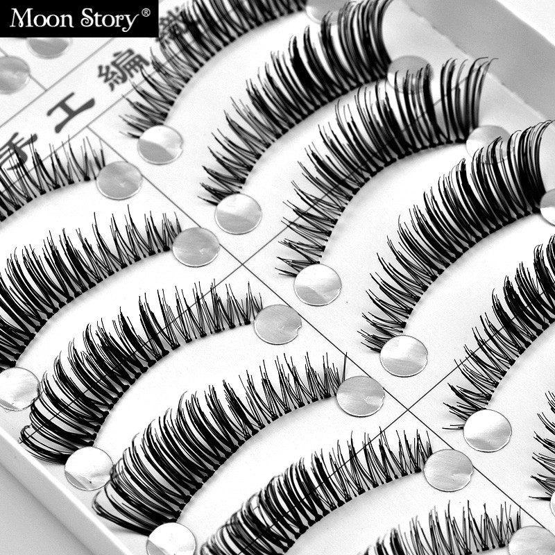 Moonstory/萌黛儿#1035 纯手工假睫毛10付装 透明梗眼尾加长浓密