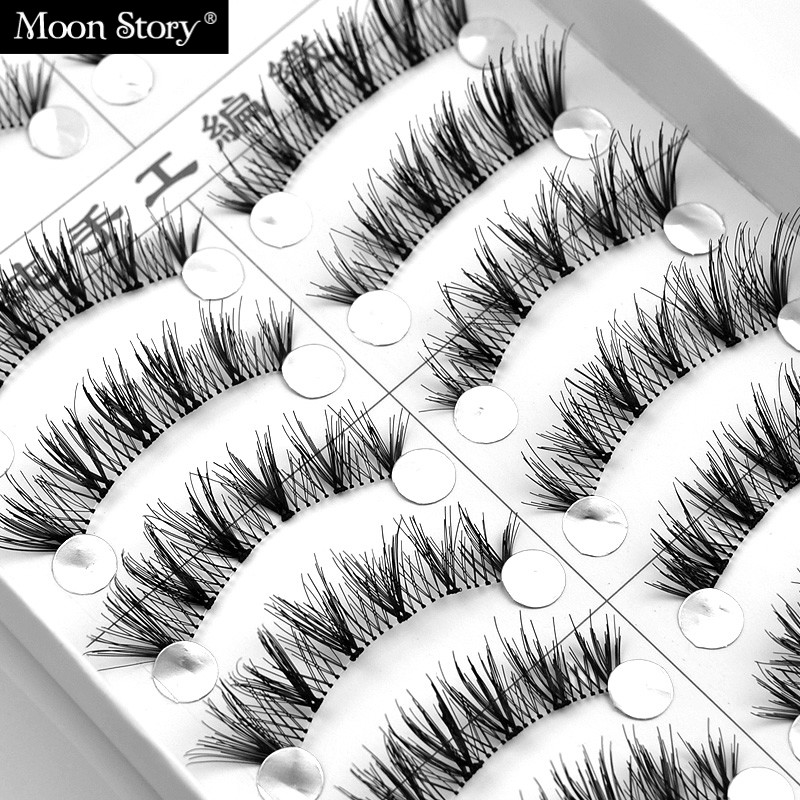 Moonstory/萌黛儿#1031纯手工假睫毛10付装 交叉眼尾加长自然裸妆