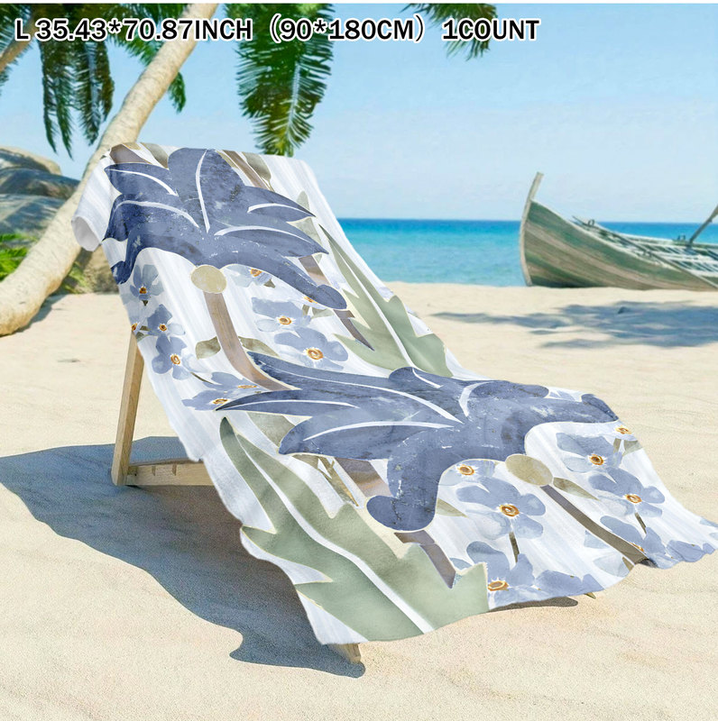 Leaf-Themed Microfiber Beach Towel Is a Beach Essential for Yoga, Swimming, Beach, and Outdoor Camping