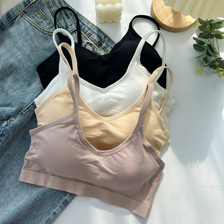 Summer Pure Cotton Beautiful Back Bra Sling Belt Vest Belt Chest Pad One-piece Thin Base Inner Sports Tube Jacket Underwear for Women