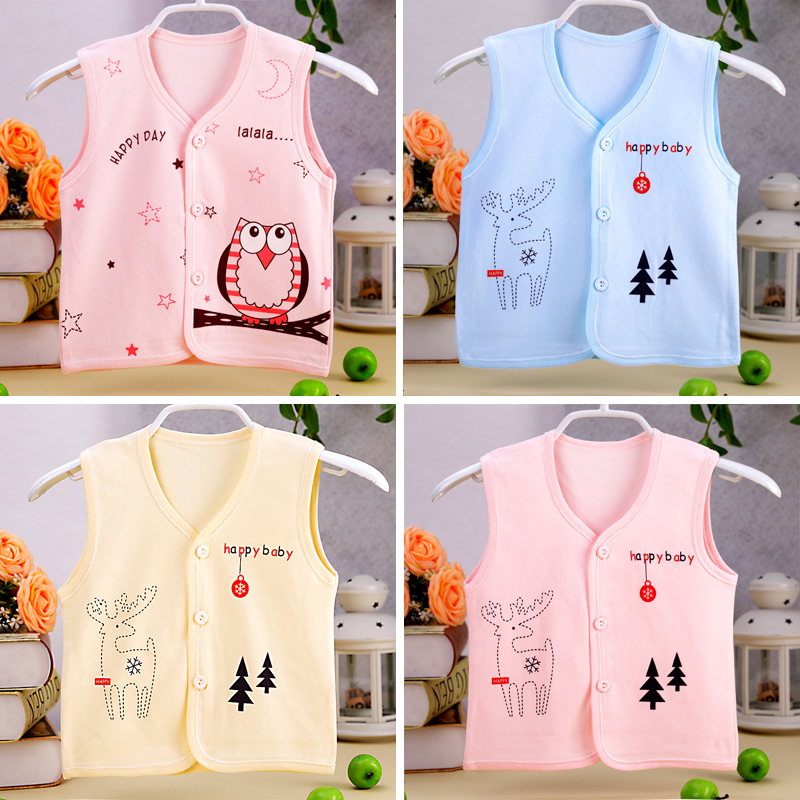 New baby vest vest mùa xuân và mùa thu bông chàng trai và cô gái ấm vest sơ sinh bé mùa hè áo khoác mỏng