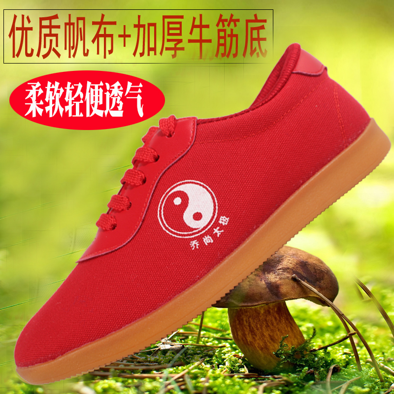 Qiao Shang Tai Chi shoes canvas martial arts shoes training Kung Fu shoes men and women with the same paragraph thickened tendon bottom soft breathable and comfortable