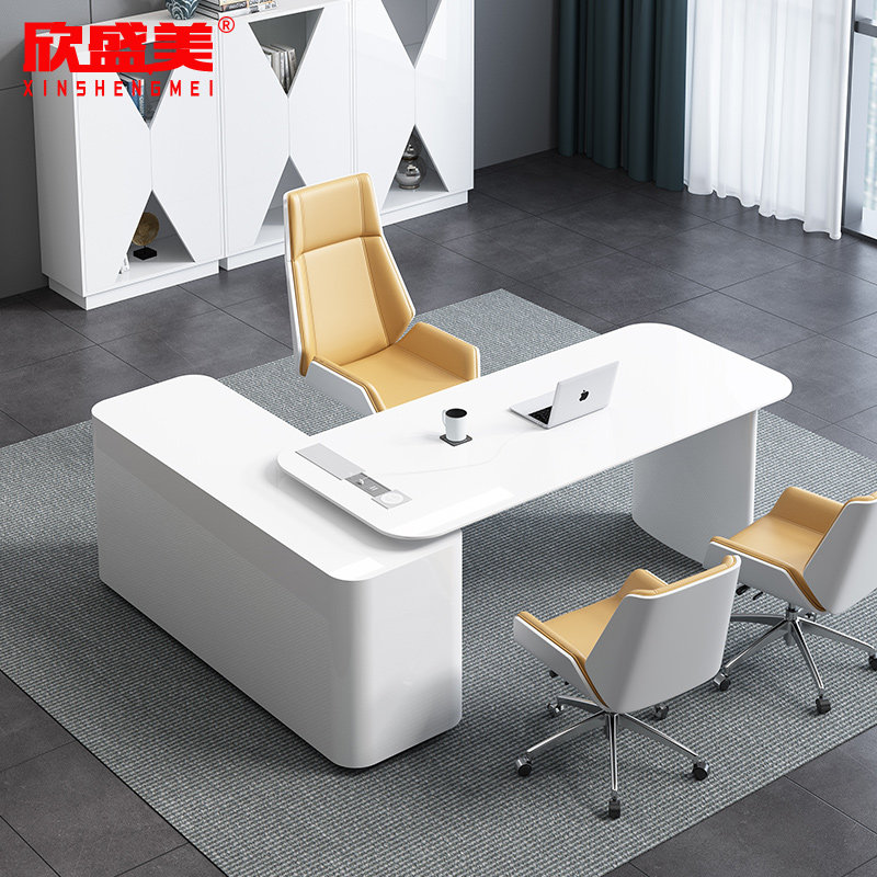 Modern Large Class Bench Competent Table White Baking Varnish Boss Table Fashion Brief Office Furniture Single Manager Desk