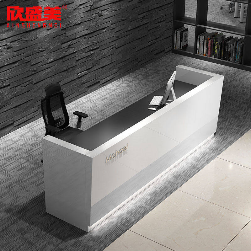 The company's front desk white baking paint reception desk simple fashion cash register office front desk consultation bar table customization