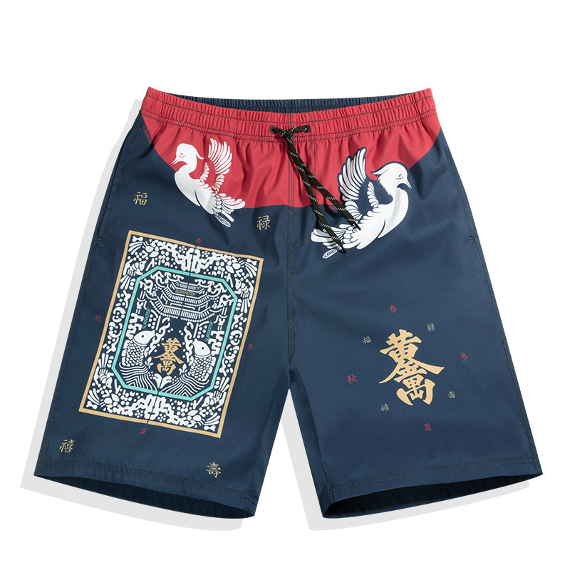 Beach pants quick dry men's suit men's hot pants outside wear five points shorts tide brand anti-embarrassing swimming trunks loose size