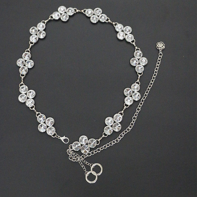 Marine dance drilling chain lengthened crystal metal inlaid belly belly dance decorated waist chain