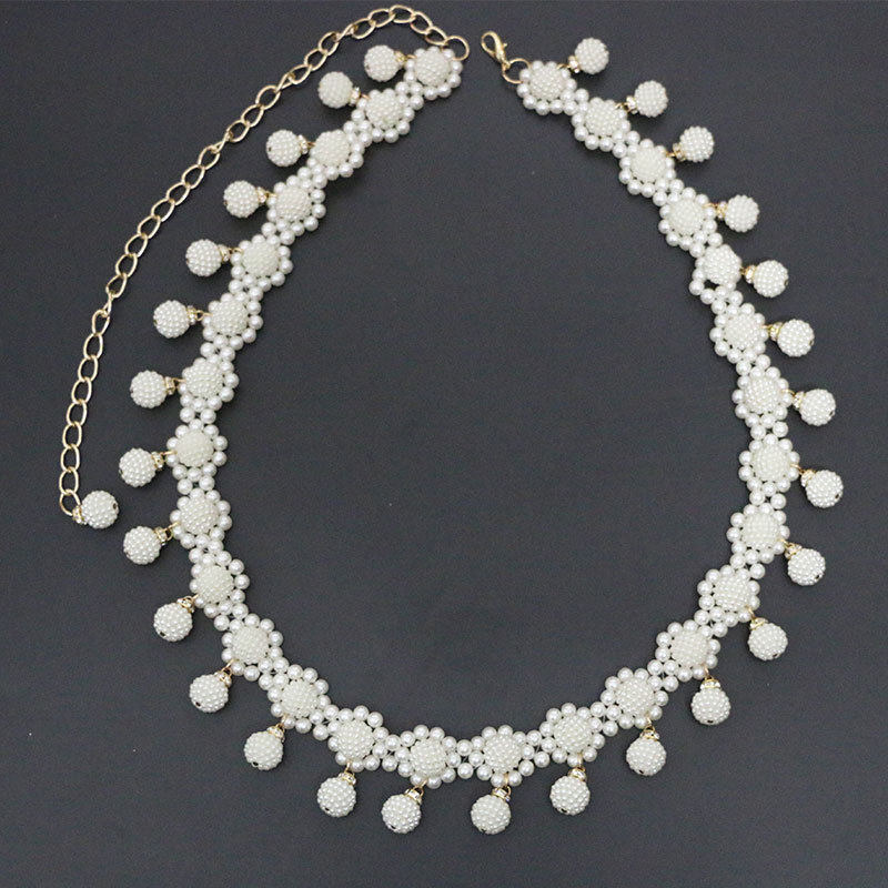 New waist chain water chain pearl chain belly dance chain and long metal inlaid chain