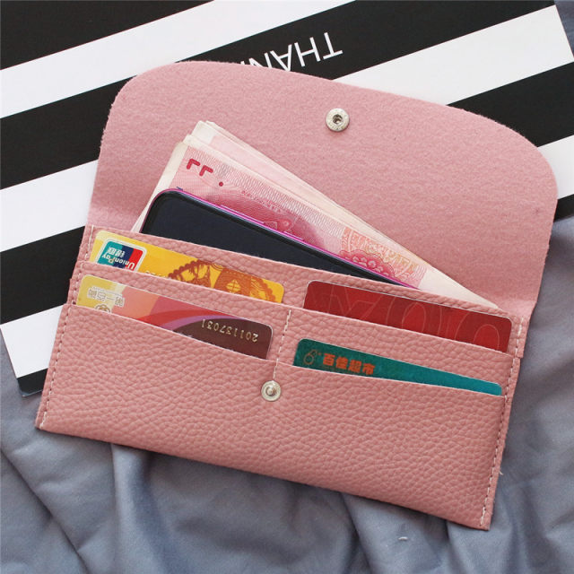 2024 New Fashion Litchi Pattern Korean Style Casual Simple Small Wallet Women's Long Ultra-Thin Versatile Student Wallet Trendy