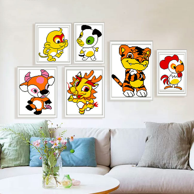 Children's diamond stickers handmade diy making material package girl gift 12 zodiac sticker educational toy painting