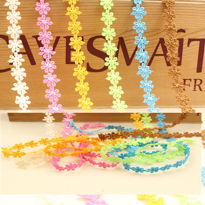 Solid color series seven-petal flower shape water-soluble lace DIY handmade sticker operation decorative sewing accessories