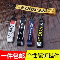 New personality fashion Joker webbing pendant button print letter ribbon zipper key chain satchel bag decoration