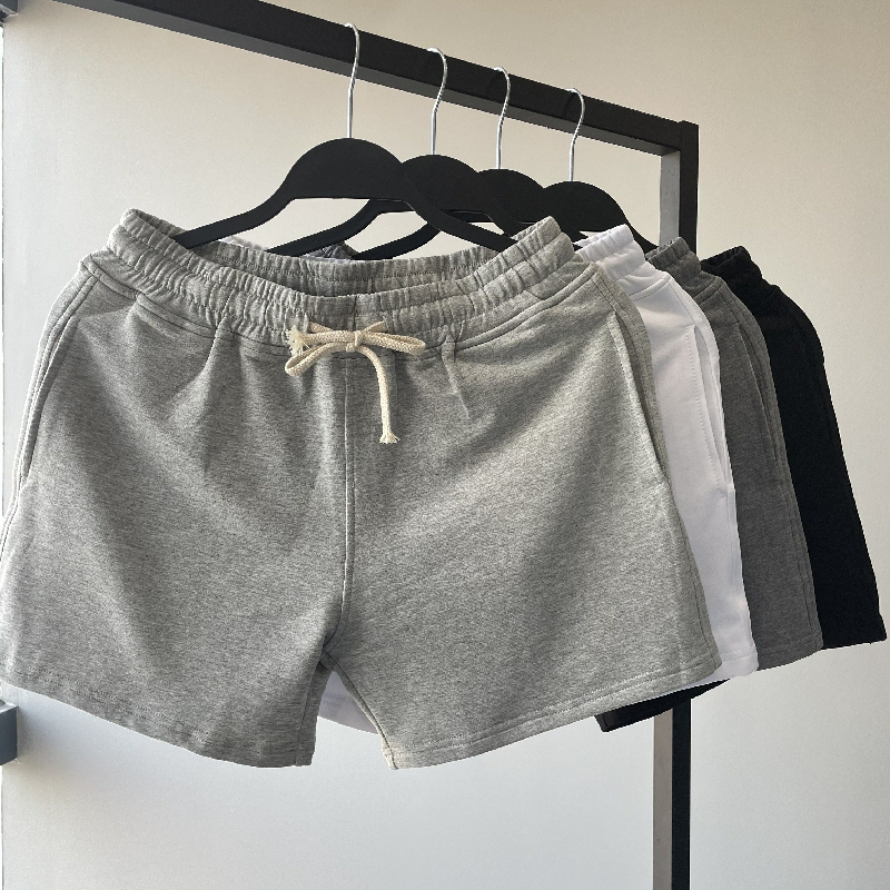 Pure Cotton Sports Shorts, Running and Fitness Three-Quarter Pants for Men, Elastic Sports Ultra-Short Shorts, Three-Quarter Hot Pants, Drawstring Shorts