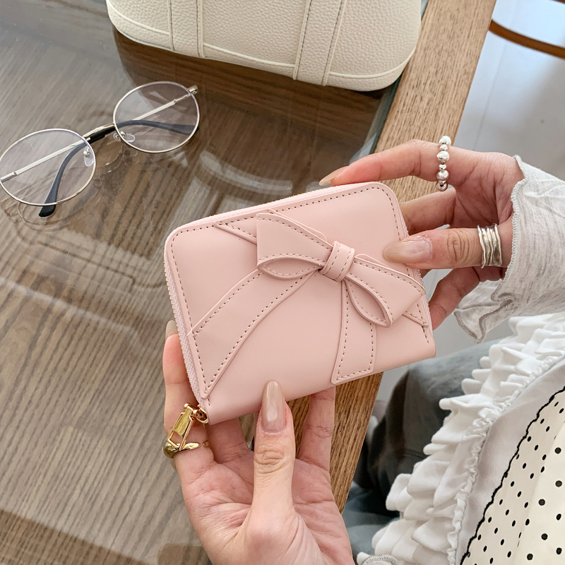 Japanese-Style Bow Coin Purse, Small and Lightweight, Scratch-Resistant Leather Coin Storage, High-Value and Practical!