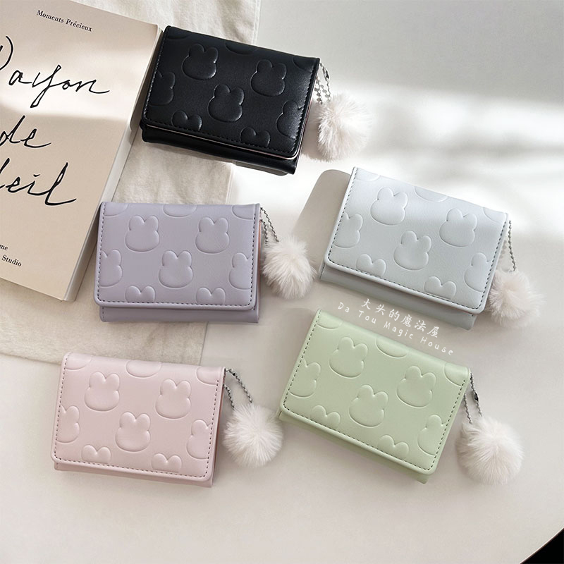 New Multifunctional Cute and Simple Rabbit Wallet ins Dopamine Color Scheme Korean Style Card Holder Wallet
