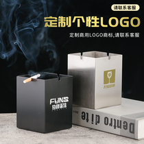 Stainless steel ashtray square large drop-resistant bar hotel durable flame-retardant ashtray desktop trash can storage bucket