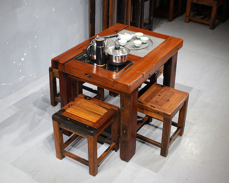 Cũ thuyền gỗ trà đạo Trung Quốc bàn ghế kết hợp bàn cà phê căn hộ nhỏ nhỏ gỗ ban công kung fu bàn trà bàn trà đồ nội thất - Bàn trà bàn trà nhỏ