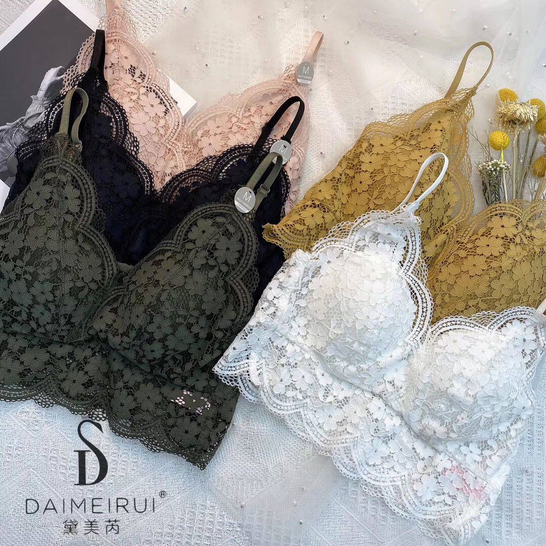 Lace hollowed-out anti-walking light female hit bottom vest harness without steel ring bra Nets for a sexy selfie with a thin wrap chest