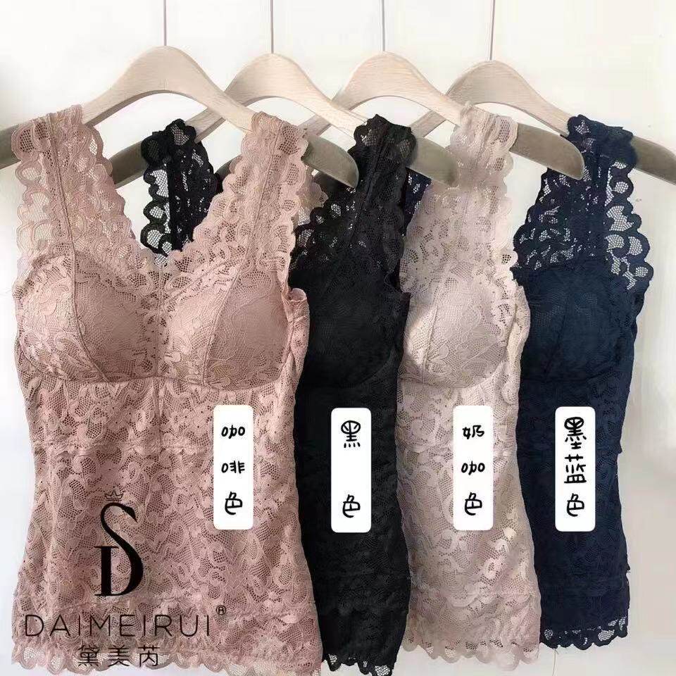 Demi Rui 6603 sexy V-neck lace camisole women's chest pad beauty back plus velvet padded base vest tide
