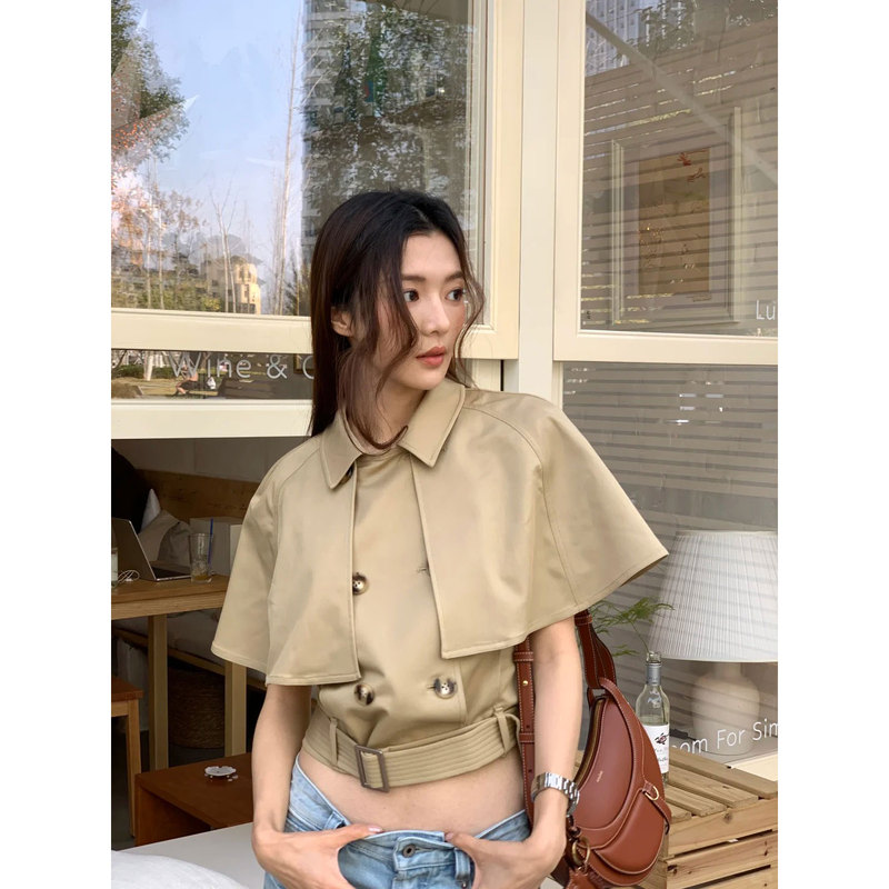 Pd's Greatest Work, the Same Style as Zhan Zhan, Early Spring Detachable Vest, Short Cape Trench Coat Jacket 0076 Pd's Greatest Work, the Same Style as Zhan Zhan, Early Spring Detachable Vest, Short Cape Trench Coat Jacket 0076