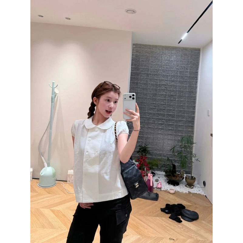 Pd's Greatest Work, Spring and Summer Style for Homebodies, Girlish and Sweet, Pure Desire, Puff Sleeves, Doll Collar Shirt 0058