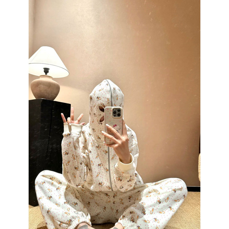 Pd's Greatest Work, Millennial Aesthetics, Fashion, All-Over Letter Print Casual Suit for Women, American Street Style 0210