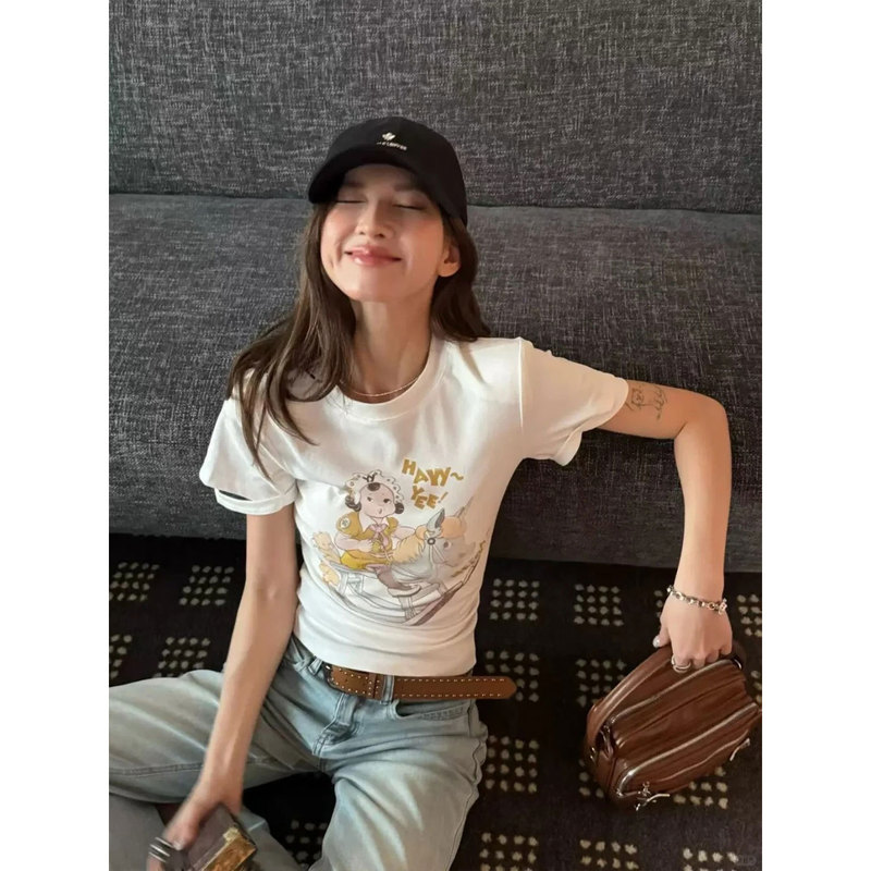 Pd's Greatest Work, Year of the Horse Limited Edition Wooden Horse Little Girl Summer Refreshing Short-Sleeved Hot Girl Versatile T-Shirt 0077