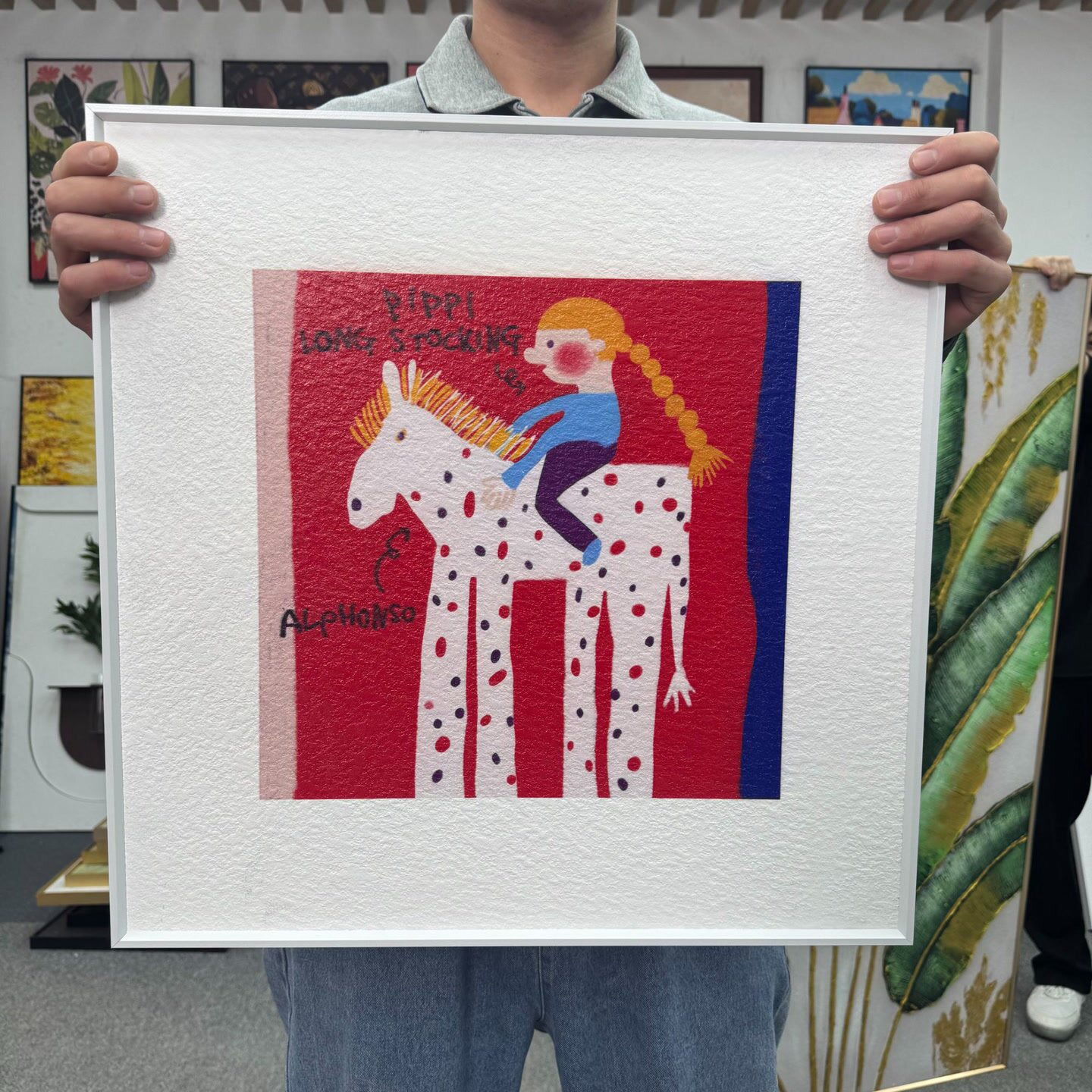 抽象多巴胺骑马女孩卧室装饰画 画饭厅卧室挂画 画D031小众装饰画 画5050详情8