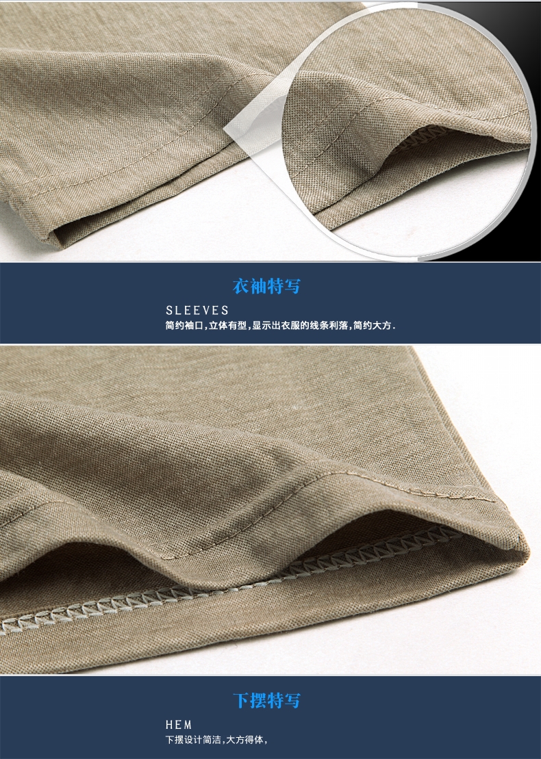 Mùa hè trung niên nam ngắn tay áo thun ve áo Trung niên rộng kích thước lớn cotton đôi lụa Áo sơ mi bố thuần khiết áo thun nam đẹp