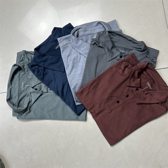 
Sports T-shirt men's spring and summer quick-drying antibacterial merino blend sun protection running outdoor short-sleeved quick-drying polo shirt